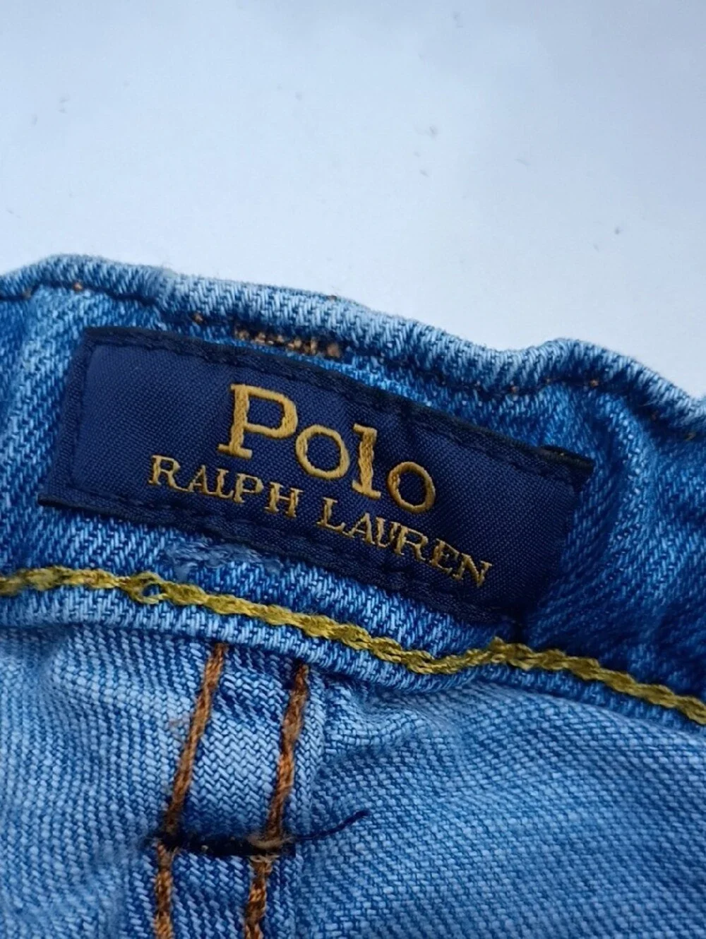 Ralph Lauren Polo Blue Denim Shorts with Gold Stitching